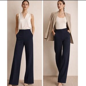Max Mara Weekend Navy Wide-Leg Trousers – Minimal Tailored Pants Size 4